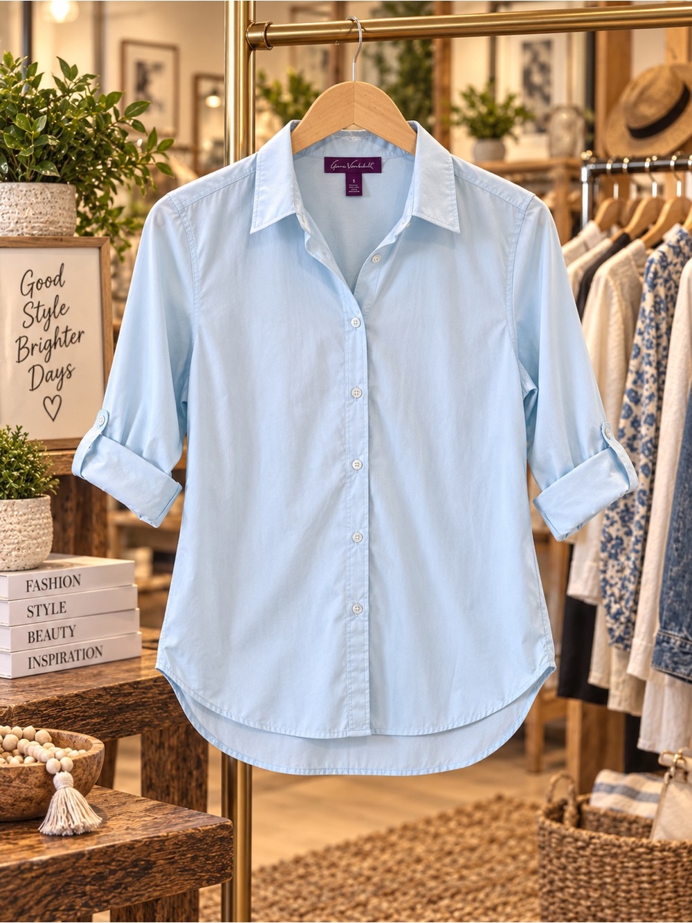 Gloria Vanderbilt Light Blue Women’s Button-Down Shirt
